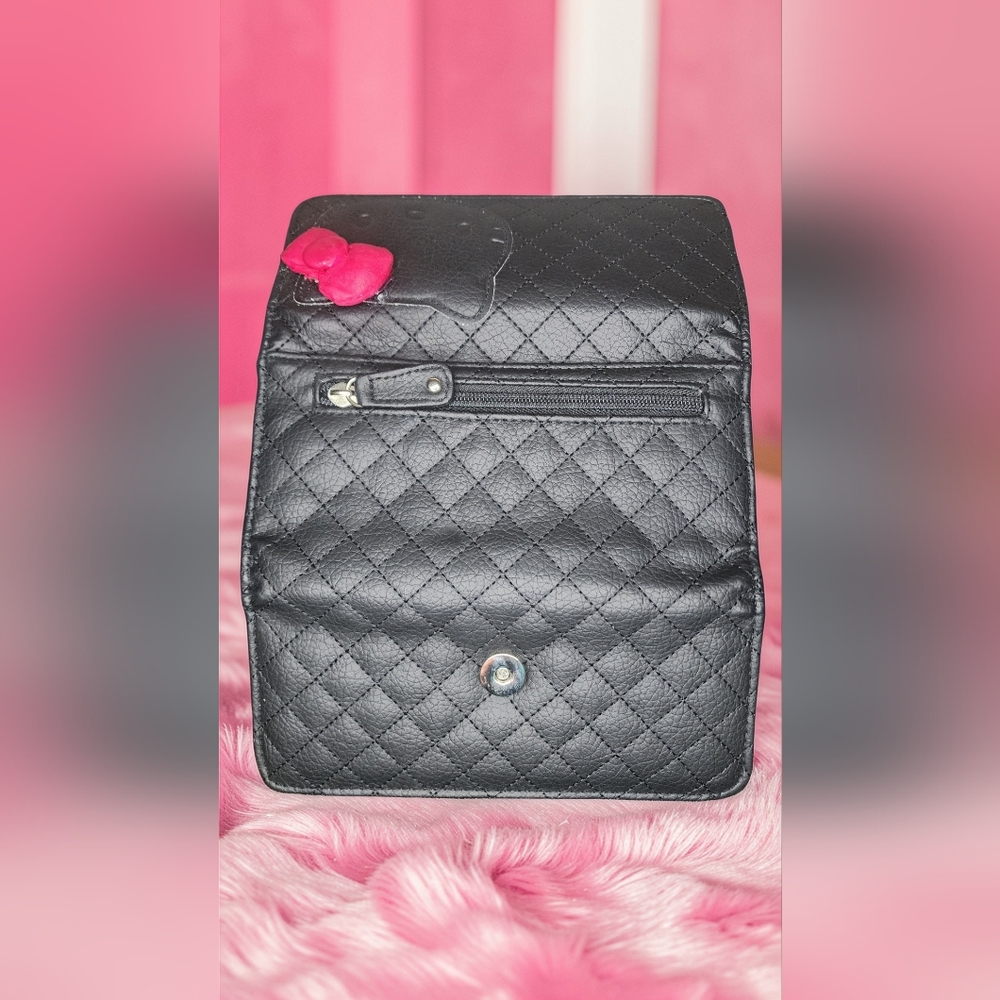 Vintage 2011 Loungefly Hello Kitty Black Quilted Tote & Wallet Set - Picture 12 of 16